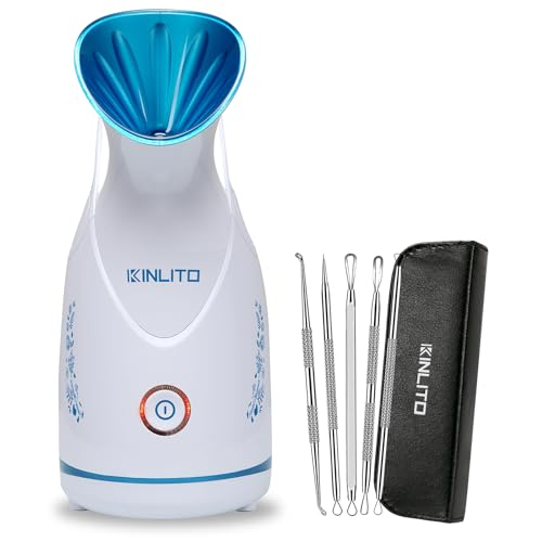 KINLITO Facial Steamer Facial Steamer Ionic Facial Home Warm Mist Small Facial Steamer Deep Cleansing Unclog Pores with Blackhead Remover Kit A