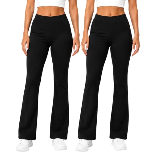 Image of FAIRY TRENDZ Ladies Trousers Womens Bootcut Flared Leggings (Black, 18)