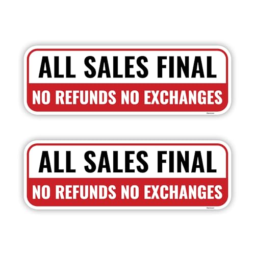 2PC All Sales Final Sign, 9 x 3 Inches - Acrylic - No Refunds Or Exchanges Sign