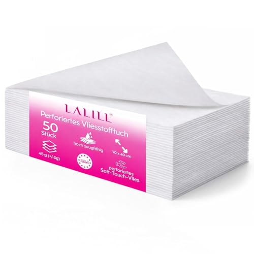 LALILL Perforiert Einweghandtücher 50 Stück 70x40 cm aus Vliesstoff - Einweg Handtuch, für Friseursalon, Schönheitssalon, Kosmetik Pediküre Medizin, Krankenhaus, Sauna, Hotel
