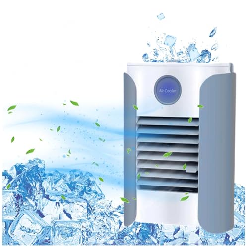 Aire Acondicionado Portátil Pequeño 3 En 1,USB Aire Acondicionado Portatil Silencioso Pequeño Con Asa,Luces Led De 8 Colores Climatizador De Aire Portatil Dormitorio Oficina En Casa Uso Al Aire Libre