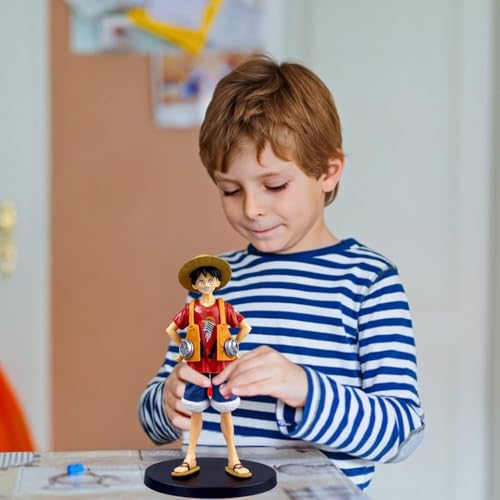 Image of Awestuffs Large Action Figure Monkey D with Jacket and Base Limited Edition for Car Dashboard, Decoration, Cake, Office Desk & Study Table 1 Piece