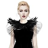 Picture of Feather Lace Shawl for Women - Gothic Feathers Crow Costume Witch Halloween Cape Accessories