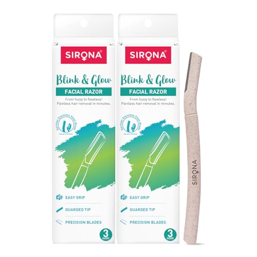 Sirona Blink Razor for Women | Facial & Upper Lips Hair Removal, Eyebrow Shaper & Dermaplaning Tool (Face Razor, 6 Razors)