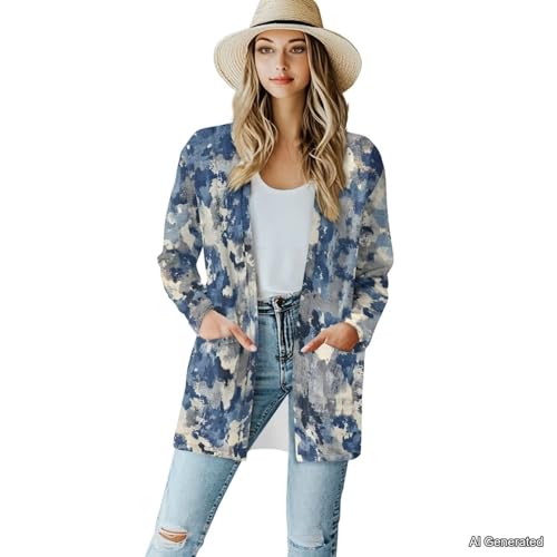 Image of Women's Lightweight Cardigans with Pockets Trendy Long Sleeve Open Front Cardigan Casual Tops Jackets Fall Oufits S-2XL