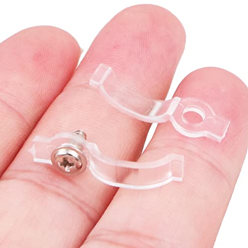 WANGCL 100PCS Led Strip Light Clips with 100 x Screws Mounting Brackets Fixing Clips for RGB 5050 3528 2835 LED Strip - Transparent - Image 3