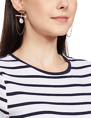 Image of Marks & Spencer Womens Striped Cotton Crew Neck Regular Fit Short Sleeve Top