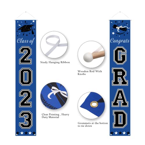 Dazonge Blue Graduation Party Decorations 2023, Congrats Grad Porch Banner For Any Schools Or Grades 2023 Graduation Decorations #TOP2