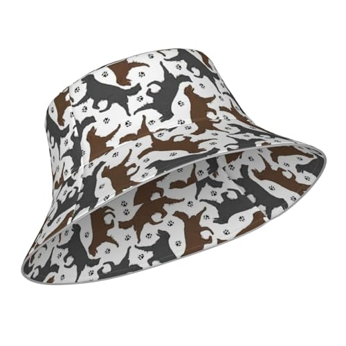 Men and Women Trotting Flat Coated Retrievers Paw Print Night Reflective Hat Runner Cap Visor Bucket Hat Flash Rave Festival Fisherman Cap ﻿ Black2