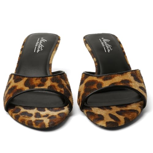 Image of Mostrin Kitten Heels for Women Pointed Toe Vintage Mules Heels Sexy Slip on Stiletto Backless Sandals for Party Wedding Daily