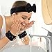 WSYUB Makeup Headbands, 1pcs Black Spa Headband Fluffy Bow Tie Headband Microfiber Face, and 2Pcs Wrist Spa Wash Band Absorbent Wristbands, for Washing Face Skin Care