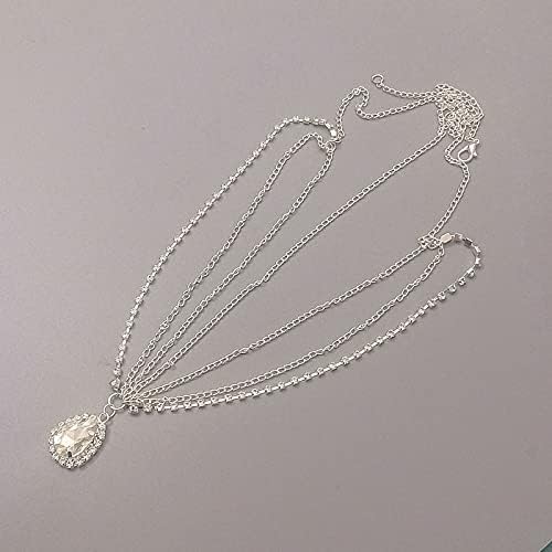 Miniatura 2 de JOJO & LIN Diadema de cadena de cristal plateado para mujer, joyería para el cabello, cadena de frente, joyería de moda, diamantes de imitación,