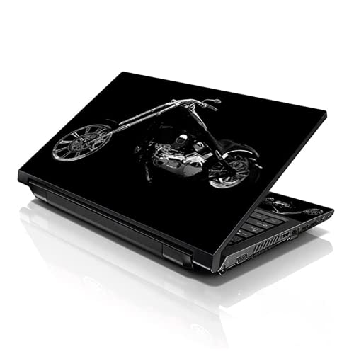 Image of LSS 15 15.6 Inches Laptop Notebook Skin Sticker with 2 Wrist Pads - Reusable Cover Protector Vinyl Sticker Cover Decal Fits 13 inch - 16 inch HP Asus Acer Samsung - Black Motorcycle
