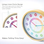 LittleHippo Learning Wall Clock for Kids for Classroom, Bedrooms, Nursery, Playroom - Kid's Analog, Silent, Non-Ticking Clock for Teaching to Tell Time, Study to Learn to Tell Time