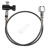 DIN477 36in Spring Hose Electroplate CO2 Adapter Kit with Release Valve Black ASA for Large Carbon Dioxide Tanks TR21 4 W21 8 14 Thread Size Metal Polyurethane