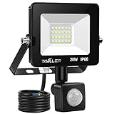 LED Strahler Außen, Tavaler LED Strahler mit Bewegungsmelder Außen 20W, 1800LM LED Aussenstrahler 6500K Kaltweiß LED Scheinwerfer, IP66 Wasserdicht LED Fluter für Garten, Innenhöfe, Garage