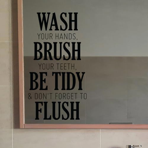 Sticker en vinyle noir Wash-Brush-Be Tidy-Flush pour mur de douche