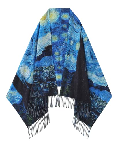Umjetnost Soft Cashmere Feel Scarf For Women Winter Warm Scarves Large Shawl Wrap Monet Van Gogh Art Print