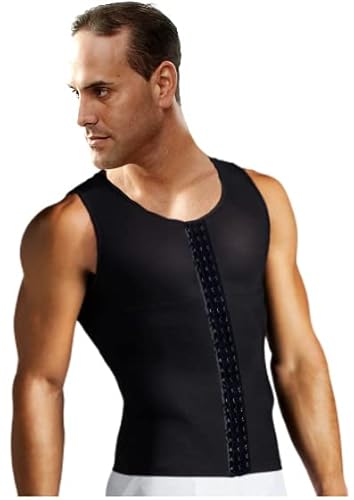 SexySkinz Men's Compression Vest With Back Support And Hook Closure (Medium, Black)