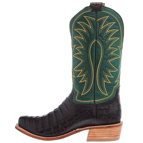 Hyer Mens Spearville Coffee Caiman 13 In Grass Vintage Goat Top Cowboy Boot
