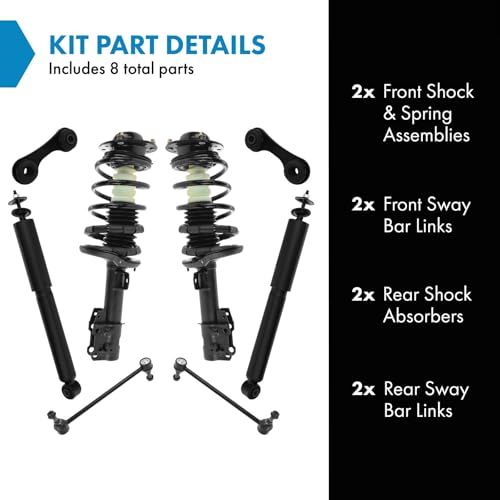 Image of TRQ Front and Rear Suspension Kit Complete Strut & Coil Spring Assembly Shock Absorber Sway Bar Stabilizer Link Compatible with 08-09 Chevrolet 05-10 Pontiac 07-09 Saturn