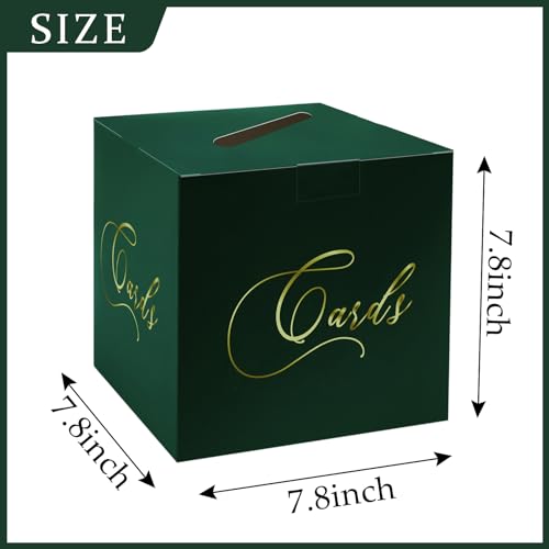 Image of Green and Gold Card Box Gift Card Box Holder Envelope Box for Wedding Birthday Baby Shower Graduation Party Card Box