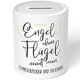 JUNIWORDS Spardose Sparbüchse, Engel ohne Flügel nennt Man Stempelerzeuger und Flexograf (5184301)