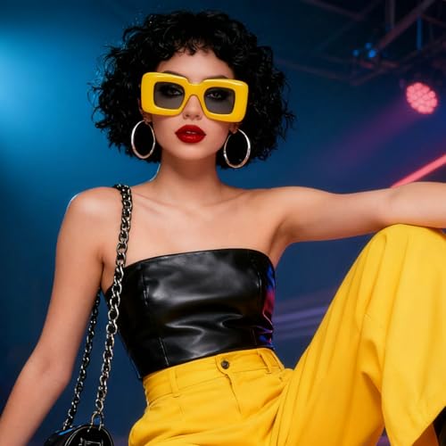 Image of laureles Fashion Cat Eye Y2K Sunglasses Women Vintage Red Yellow Blue Square Sun Glasses Men Punk Shades UV400