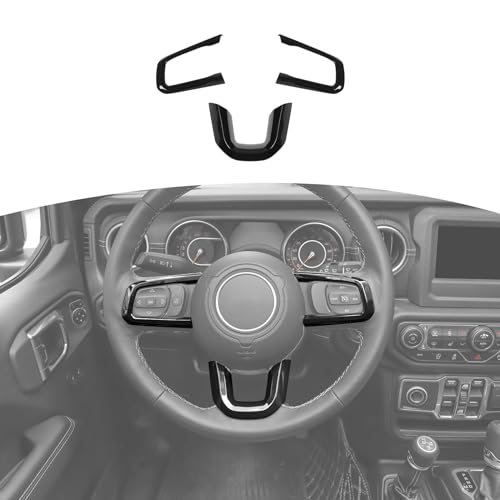 RT-TCZ for Wrangler JL Steering Wheel Trim Decal Panel Black for Jeep Wrangler JL JLU Gladiator JT 2018-2024 Black Interior Accessories 3pcs