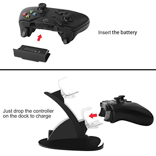 Charger with 2 X 1200mAh Rechargeable Battery Pack for Xbox One Controller, Dual Fast Charging Station Dock for Xbox One/Xbox One X/Xbox One S Wireless Controller with Rechargable Batteries - Thumbnail 3
