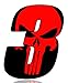 Biomar Labs® Adesivo Sticker Numero Racing 3 Gara Punisher Skull Cranio Rosso Auto Moto Cross Rally Sport Tuning N 353