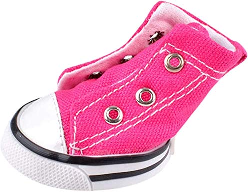 Urbest 4 Pcs Pet Dog Puppy Canvas Sport Shoes, Sneaker Boots, Outdoor Nonslip Causal Shoes (7#, Pink) #TOP3