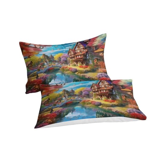Housse de couette chalet de montagne 140x200cm lit simple zip