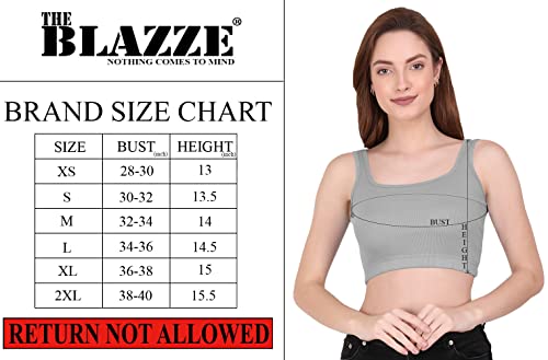 Image of THE BLAZZE 1044 Women's Cotton Basics Sexy Solid Square Neck Slim Sleeveless Saree Readymade Saree Bra Blouse Crop Top T-Shirt for Women