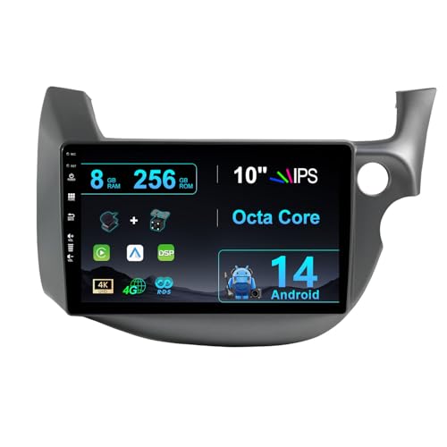 MISONDA [8G+256G] Android 12 Double Din 10” IPS Car Stereo for Honda FIT/JAZZ RHD 2007-2014 Head Unit | Free Camera+Mic | Support Carplay DSP BT GPS FM AM Mirror Link DAB RDS WIFI SWC 360 Camera