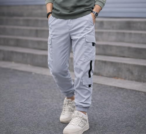 Image of Men's Lycra Blend Track Pants - Stretchable, Comfortable, Lightweight Joggers for Running, Gym, Casual Wear, Elastic Waistband, Full-Length Activewear Pants