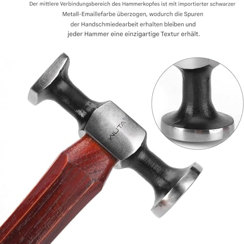 WUTA Hammer,Lederhammer, Hammer mit Kopf Aus Kohlenstoffstahl, Doppelköpfiger Walnuss holzhammer