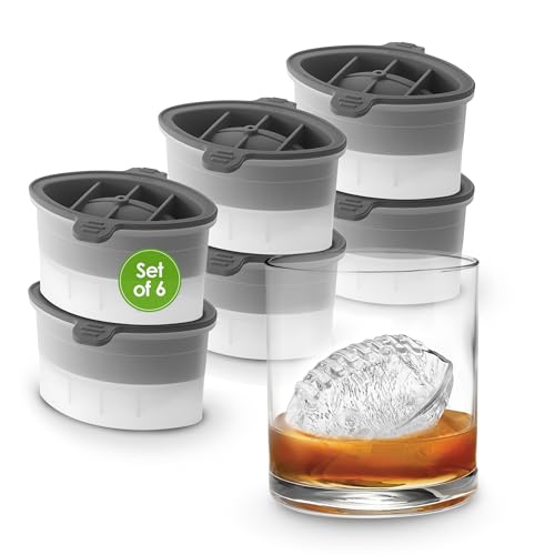 Image of Tovolo Football Ice Mold 6 Pack Bundle Silicone Football Ice Cube Mold for Big Game Tailgating Parties, Dishwasher Safe Sports Themed Ice for Whiskey Cocktails, BPA Free