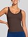 THE GYM PEOPLE Women's Longline Sports Bra Wirefree Padded Workout Yoga Tank Top Brown