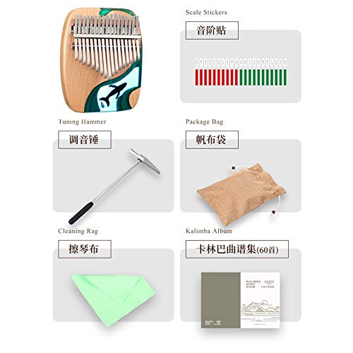 Kalimba Piano à pouce 17 touches en hêtre massif et résine époxy Kalimba portable avec marteau d’accordage, cadeau pour… - Les Beatles, Paul McCartney, John Lennon, RIngo Starr, George Harrison Kalimba Piano à pouce 17 touches en hêtre massif et résine époxy Kalimba portable avec marteau d'accordage, cadeau pour… – Image 6