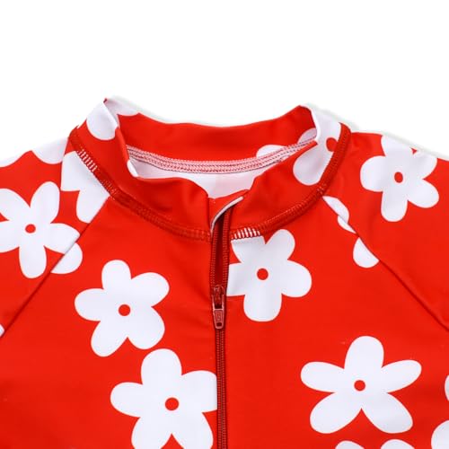 Image of Girls Long Sleeve One Piece Swimsuit Rash Guard Swimwear Zipper Quick Dry Bathing Suits Sun Protection UPF 50+ (Ages 4-12)