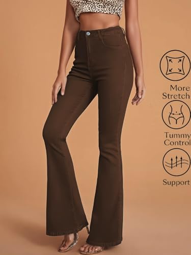Image of ADBUCKS Women's Wide Leg Fit Mid Rise Bootcut Jeans Bell Bottom Jeans II Wide Leg