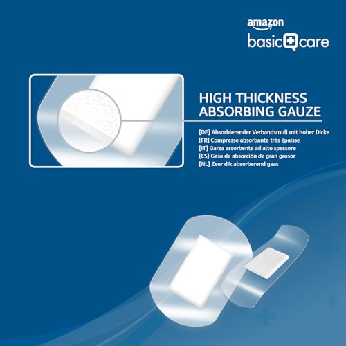 Amazon Basic Care Waterproof Plasters (Transparent Second Skin High Protection), 35 Stück (1er Pack)