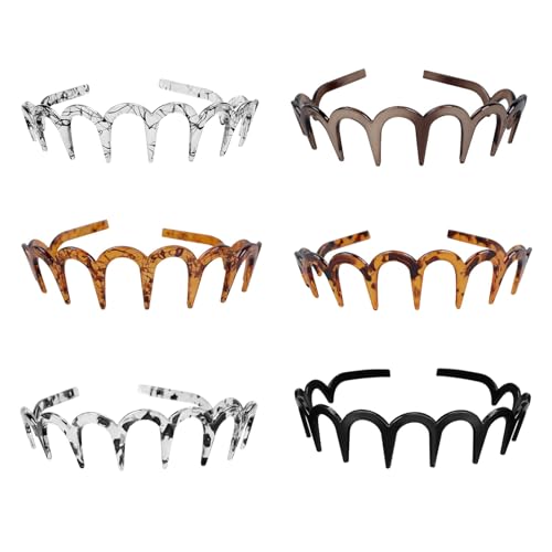Upgrade Your Hair Game with 6Pcs Zig Zag Shark Tooth Headbands – Trendy Comb Plastic Hoop U Shaped Hair Bands Featuring Wavy Teeth for Women & Girls (6 Color)