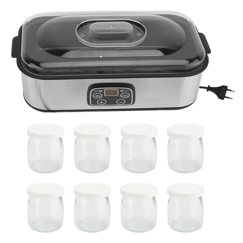 Yogurtera probiótica, motor eléctrico para yogur con 8 tarros de vidrio para yogur, control de temperatura y tiempo ajustables, máquina hacer yogur para hacer pudín y batidos (EU