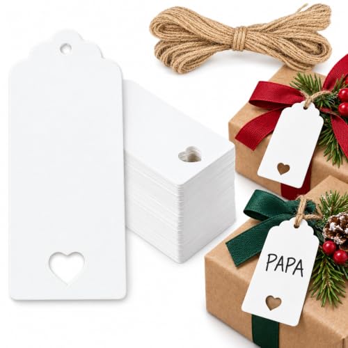 100 Etiquetas para regalos con Cuerda de Yute, Etiquetas para manualidades