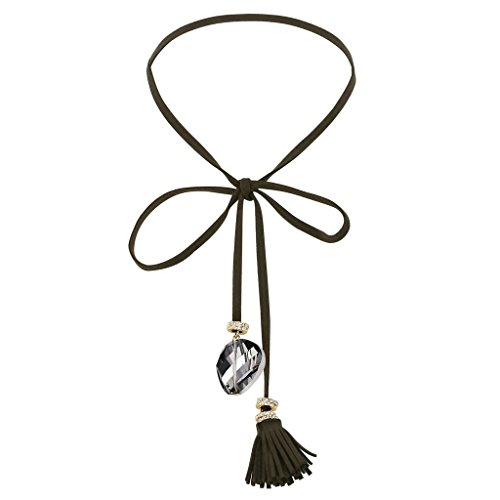 Daesar Joyería Mujer Joven Acero Inoxidable Redondo Zirconia Largo Terciopelo Velvet Cadena...