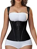 YIANNA Waist Trainer for Women Tummy Control Sports, Workout Hourglass Vest Waist Cincher with Adjustable Shoulder Strap,YA7293-Black-L