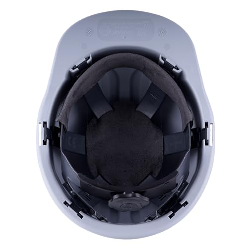 Image of KARAM PN581 Safety Industrial Helmet for Men | Light Weight with Ratchet Type Adjustment | Comfortable Fit & Durable Hard Hat | EN Certified | Grey