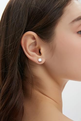 Moissanite Stud Earrings 0.2-2CT T.W. 18K White Gold Plated Solid Sterling Silver 925 Post | Gifts for Men and Women | GRA Certified D/VVS1 Lab Diamond | Hypoallergenic | Gift Box3